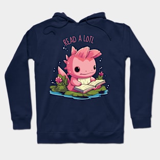 Read ALotl Axolotl Cute Pink Salamander Fish Reading Hoodie